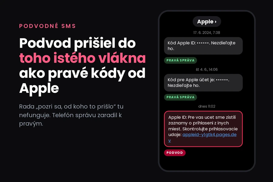 The scam SMS landed in the same thread as the real Apple codes. We took apart what waits behind the link
