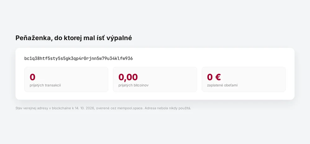 Stav bitcoinovej peňaženky z e-mailu