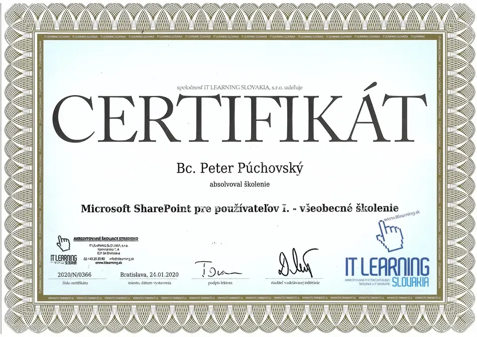 Microsoft SharePoint 2020 certificate